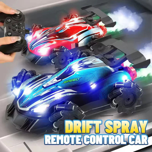 HKM-918867 Remote-Controlled Dual-Spray Drift Car with LED Lights and 360° Rotation for Kids