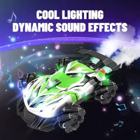 HKM-918867 Remote-Controlled Dual-Spray Drift Car with LED Lights and 360° Rotation for Kids