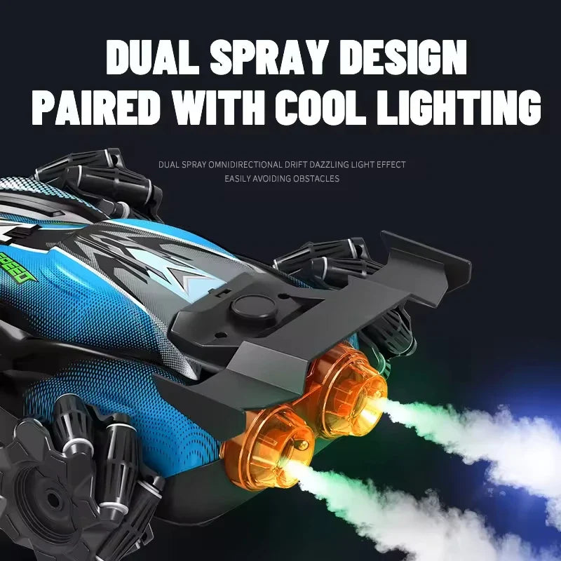 HKM-918867 Remote-Controlled Dual-Spray Drift Car with LED Lights and 360° Rotation for Kids