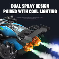 HKM-918867 Remote-Controlled Dual-Spray Drift Car with LED Lights and 360° Rotation for Kids