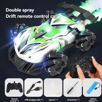 HKM-918867 Remote-Controlled Dual-Spray Drift Car with LED Lights and 360° Rotation for Kids