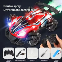 HKM-918867 Remote-Controlled Dual-Spray Drift Car with LED Lights and 360° Rotation for Kids