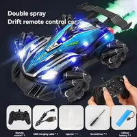 HKM-918867 Remote-Controlled Dual-Spray Drift Car with LED Lights and 360° Rotation for Kids
