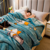 HKM-918931 Cozy Plush Thick Warm Blanket with Stylish Stripes for All Seasons, Multiple Colors Available