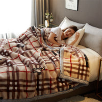 HKM-918931 Cozy Plush Thick Warm Blanket with Stylish Stripes for All Seasons, Multiple Colors Available
