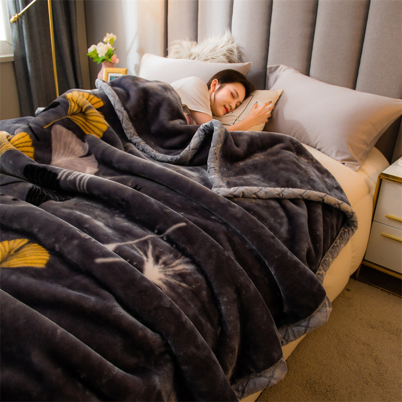 HKM-918931 Cozy Plush Thick Warm Blanket with Stylish Stripes for All Seasons, Multiple Colors Available
