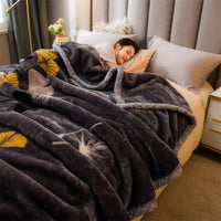 HKM-918931 Cozy Plush Thick Warm Blanket with Stylish Stripes for All Seasons, Multiple Colors Available
