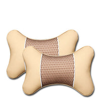 HKM-918995 Car Neck Pillow Set - Leather & Ice Silk - Comfortable Headrest for Long Drives - Supports Neck and Reduces Fatigue - 27x18cm