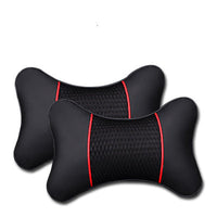 HKM-918995 Car Neck Pillow Set - Leather & Ice Silk - Comfortable Headrest for Long Drives - Supports Neck and Reduces Fatigue - 27x18cm