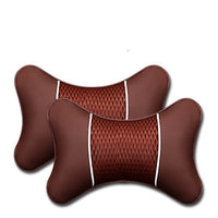 HKM-918995 Car Neck Pillow Set - Leather & Ice Silk - Comfortable Headrest for Long Drives - Supports Neck and Reduces Fatigue - 27x18cm