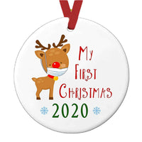 HKM-919059 Abstract Christmas Tree Pendant in MDF with Floral Landscape Design