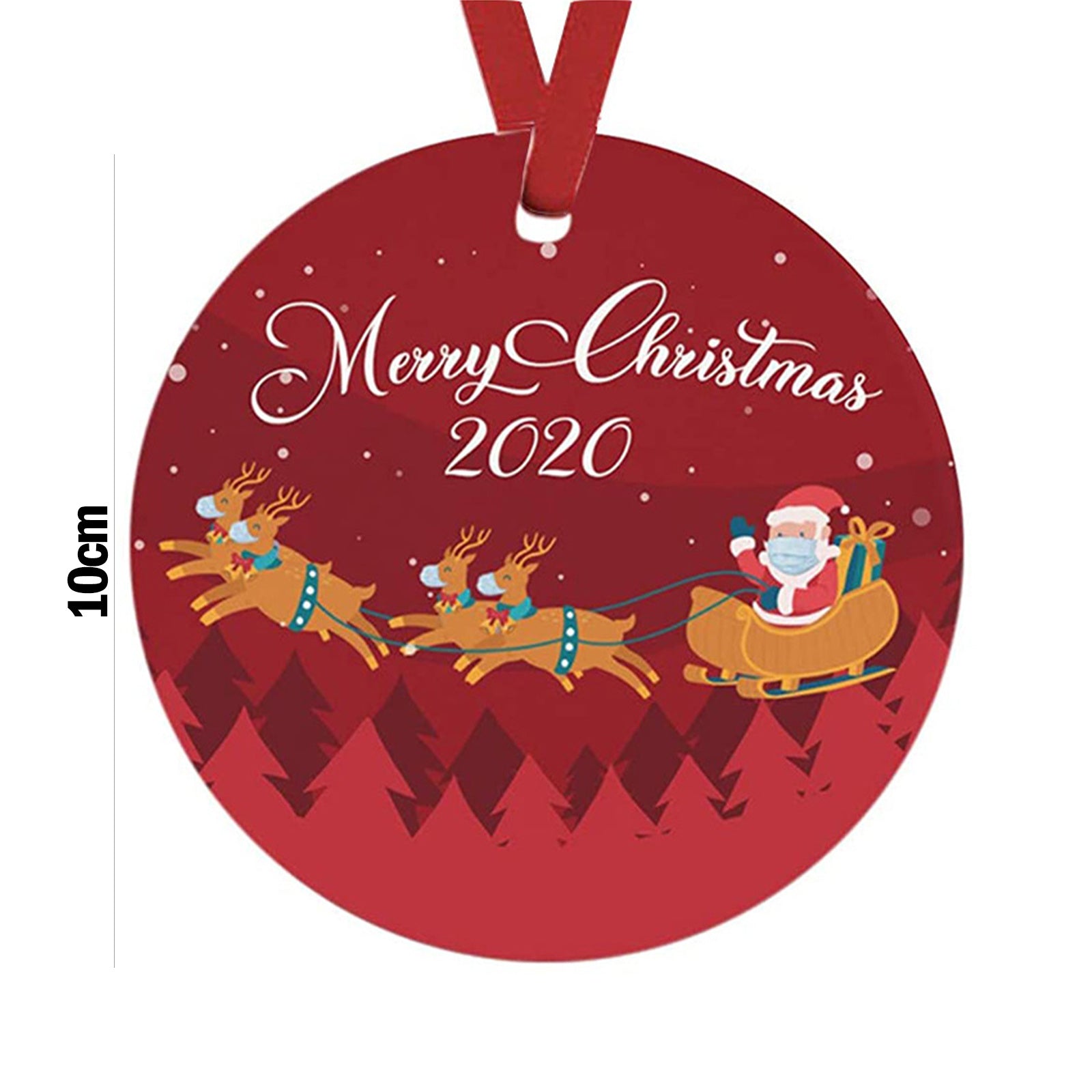 HKM-919059 Abstract Christmas Tree Pendant in MDF with Floral Landscape Design