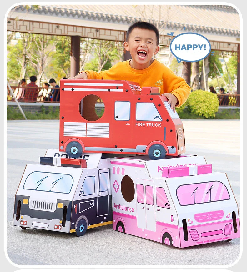 HKM-919187 Wearable 3D Cardboard Vehicle Model for Kids - DIY Handmade Cosplay Toy