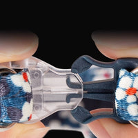 HKM-919315 Floral Blue & Red Cotton Dog Collar with Bow Tie, XS to L Sizes