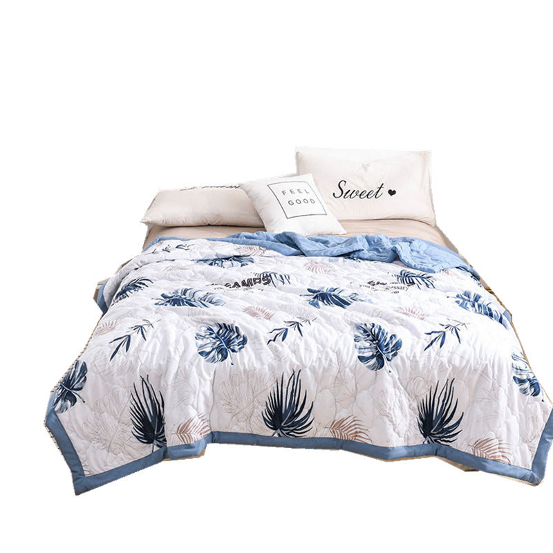 HKM-919763 Washed Cotton Summer Quilt - Lightweight, Breathable Polyester Blend for Air Conditioning Use
