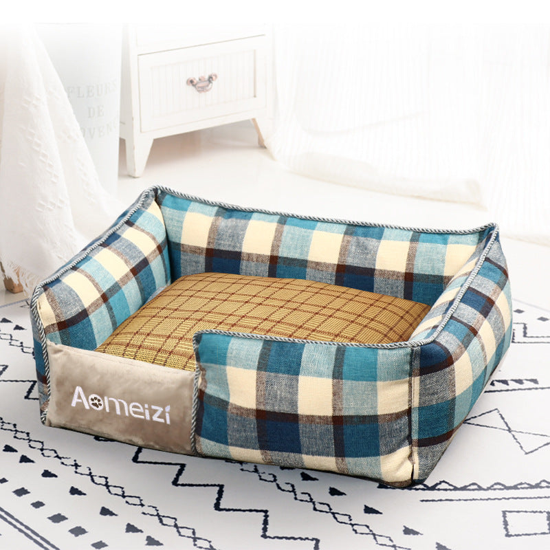 HKM-919891 Cozy Detachable Pet Bed with Removable Washable Cover in Cotton and Linen