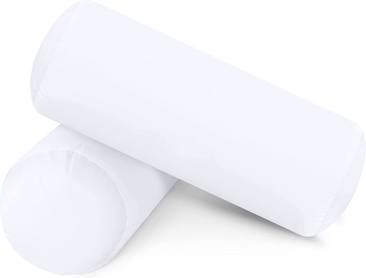 HKM-919891 Cylindrical Cervical Pillow for Comfortable Car and Knee Support, White