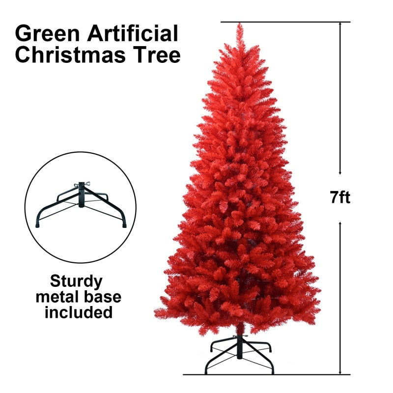 HKM-919891 Red PVC Christmas Tree – Available in 4FT, 5FT, 6FT, and 7FT with Up to 1066 Tips