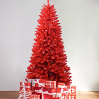 HKM-919891 Red PVC Christmas Tree – Available in 4FT, 5FT, 6FT, and 7FT with Up to 1066 Tips