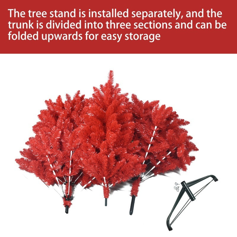HKM-919891 Red PVC Christmas Tree – Available in 4FT, 5FT, 6FT, and 7FT with Up to 1066 Tips