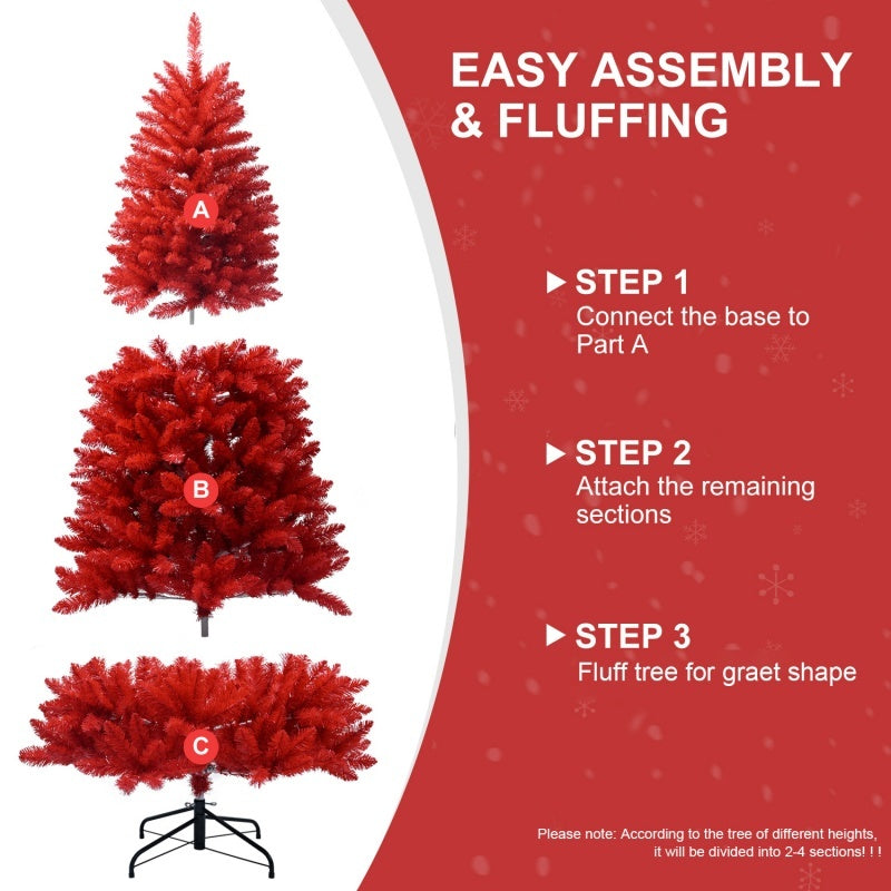 HKM-919891 Red PVC Christmas Tree – Available in 4FT, 5FT, 6FT, and 7FT with Up to 1066 Tips