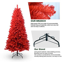 HKM-919891 Red PVC Christmas Tree – Available in 4FT, 5FT, 6FT, and 7FT with Up to 1066 Tips