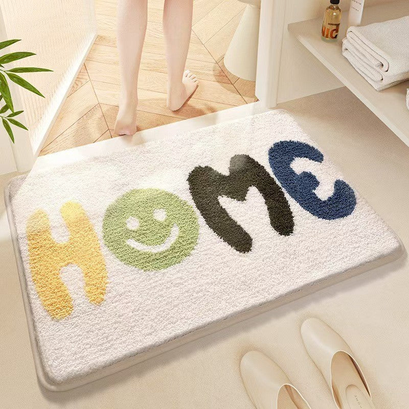 KTX-920019 Rainbow Sky Sea Pattern Cashmere Carpet Floor Mat with Plastic Bottom, Dirt-Resistant, Available in 40x60cm and 50x80cm