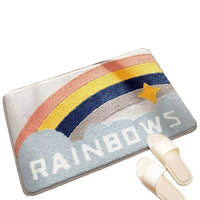 HKM-920019 Rainbow Sky Sea Pattern Cashmere Carpet Floor Mat with Plastic Bottom, Dirt-Resistant, Available in 40x60cm and 50x80cm