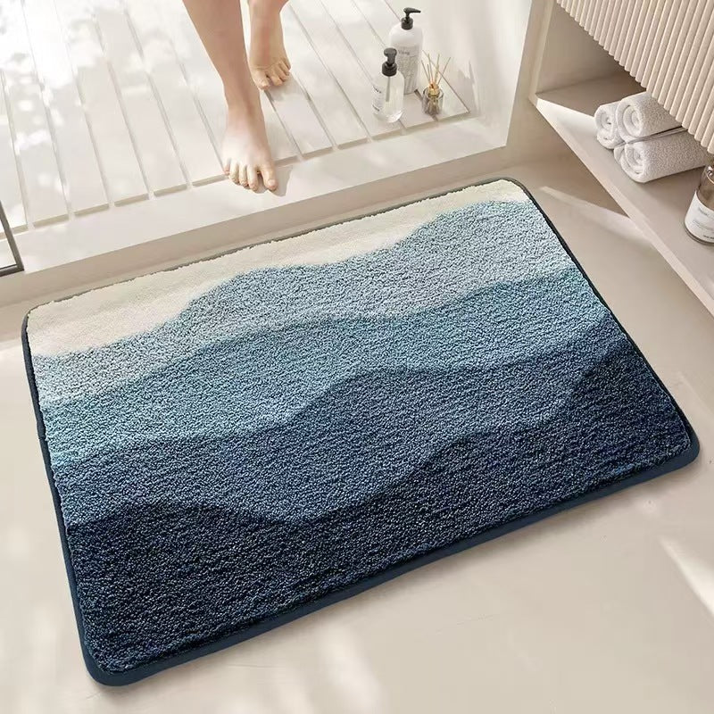 KTX-920019 Rainbow Sky Sea Pattern Cashmere Carpet Floor Mat with Plastic Bottom, Dirt-Resistant, Available in 40x60cm and 50x80cm