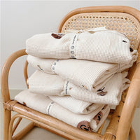 HKM-920083 Organic Cotton Cartoon Embroidery Baby Blanket - All-Season Soft Nap Cover, 110x140CM