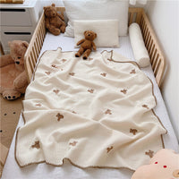 HKM-920083 Organic Cotton Cartoon Embroidery Baby Blanket - All-Season Soft Nap Cover, 110x140CM