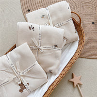 HKM-920083 Organic Cotton Cartoon Embroidery Baby Blanket - All-Season Soft Nap Cover, 110x140CM