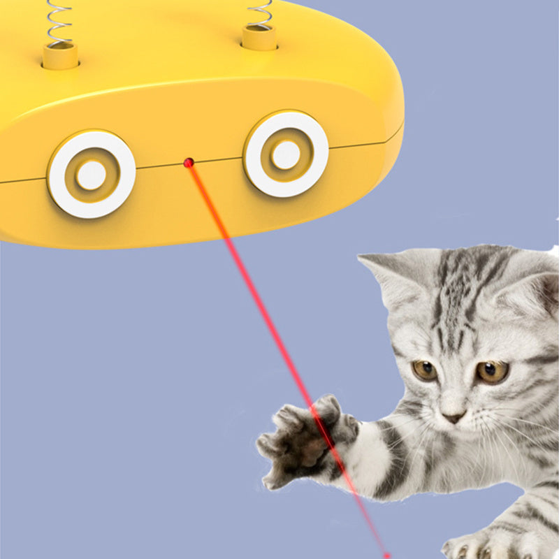 HKM-920211 Electric Robot Laser Cat Toy USB Charging Feather Teasing Cat Stick Rechargeable Intelligent Funny Pet Toys
