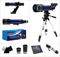 HKM-920339 70mm Refractor Telescope for Moon Watching - Ideal for Kids and Beginners, 16X to 67X Magnification with Finder Scope