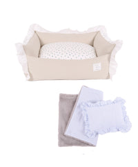 HKM-920595 Removable & Washable Cotton Pet Nest with Soft Cushion - Gray & Khaki Options