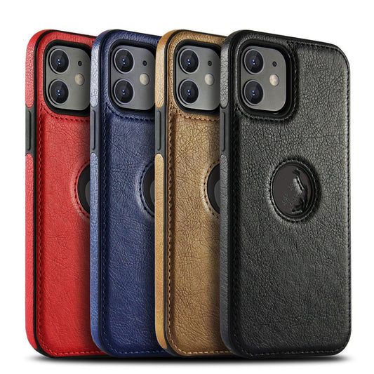 HKM-920851 Leather Mobile Phone Case for Apple 12 Series - Stylish Anti-Fall Protection