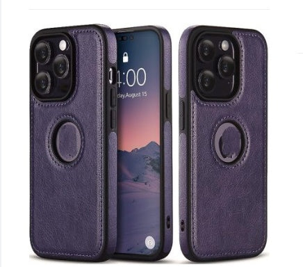 HKM-920851 Leather Mobile Phone Case for Apple 12 Series - Stylish Anti-Fall Protection