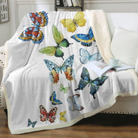 HKM-920915 Colorful Butterfly Reversible Sherpa Fleece Blanket - Soft, Warm, and Versatile Throw for Adults and Toddlers, 50x60 Inches and 60x80 Inches
