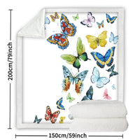 HKM-920915 Colorful Butterfly Reversible Sherpa Fleece Blanket - Soft, Warm, and Versatile Throw for Adults and Toddlers, 50x60 Inches and 60x80 Inches