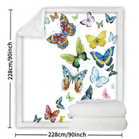 HKM-920915 Colorful Butterfly Reversible Sherpa Fleece Blanket - Soft, Warm, and Versatile Throw for Adults and Toddlers, 50x60 Inches and 60x80 Inches