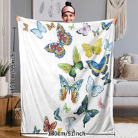 HKM-920915 Colorful Butterfly Reversible Sherpa Fleece Blanket - Soft, Warm, and Versatile Throw for Adults and Toddlers, 50x60 Inches and 60x80 Inches