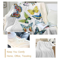 HKM-920915 Colorful Butterfly Reversible Sherpa Fleece Blanket - Soft, Warm, and Versatile Throw for Adults and Toddlers, 50x60 Inches and 60x80 Inches