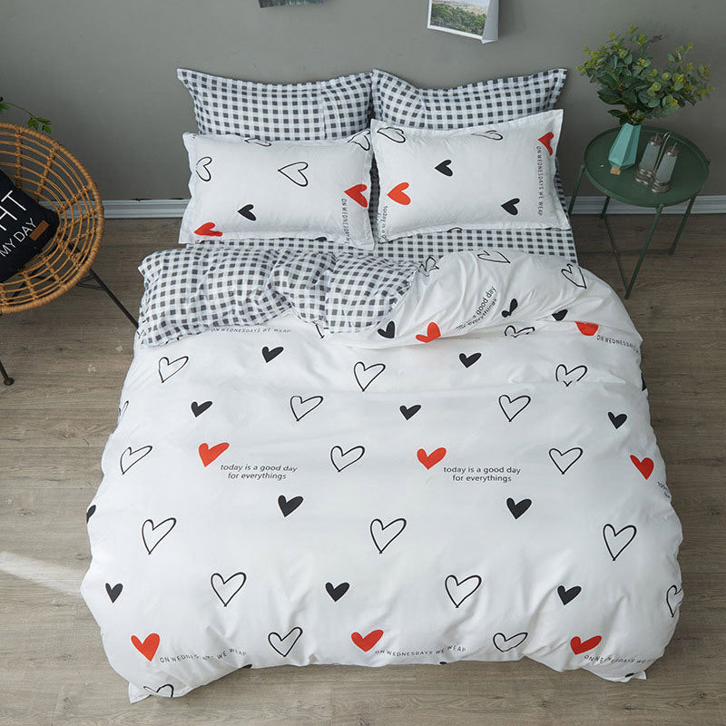 HKM-920915 Elegant Polyester Bedding Set with Quilt Cover, Bed Sheet, and Pillowcases in Multiple Sizes