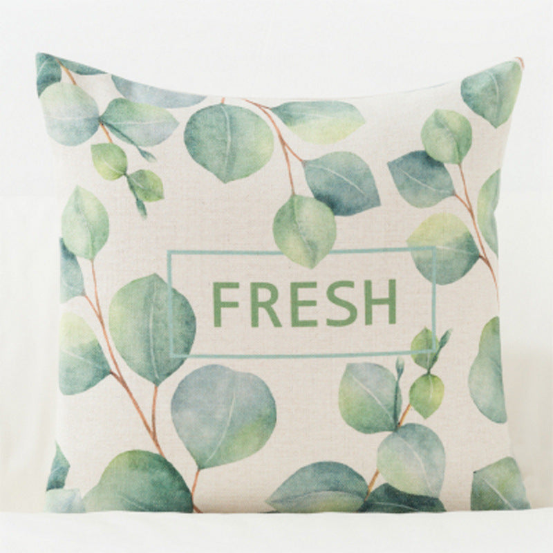 HKM-920979 Artistic Leaf Pattern Blended Fabric Pillow Cover - Plant Leaf Series