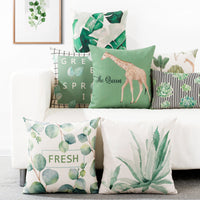 HKM-920979 Artistic Leaf Pattern Blended Fabric Pillow Cover - Plant Leaf Series