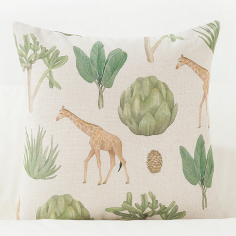 HKM-920979 Artistic Leaf Pattern Blended Fabric Pillow Cover - Plant Leaf Series