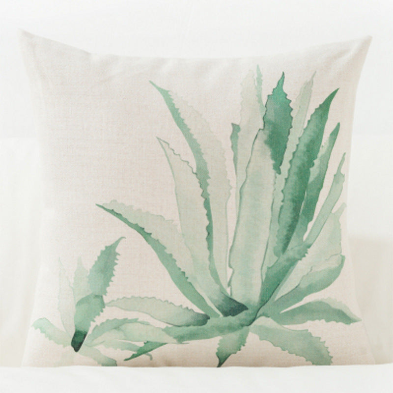 HKM-920979 Artistic Leaf Pattern Blended Fabric Pillow Cover - Plant Leaf Series