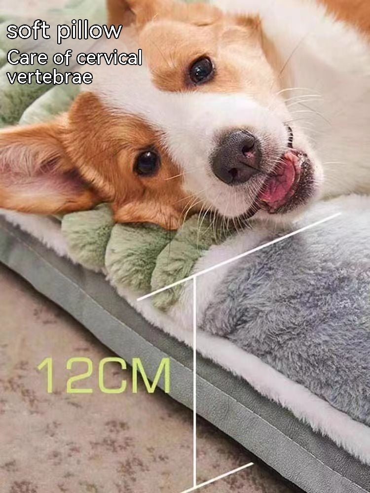 HKM-921043 Detachable and Washable Winter Dog Mat for Comfortable Sleeping - Available in Green, Gray, and Brown