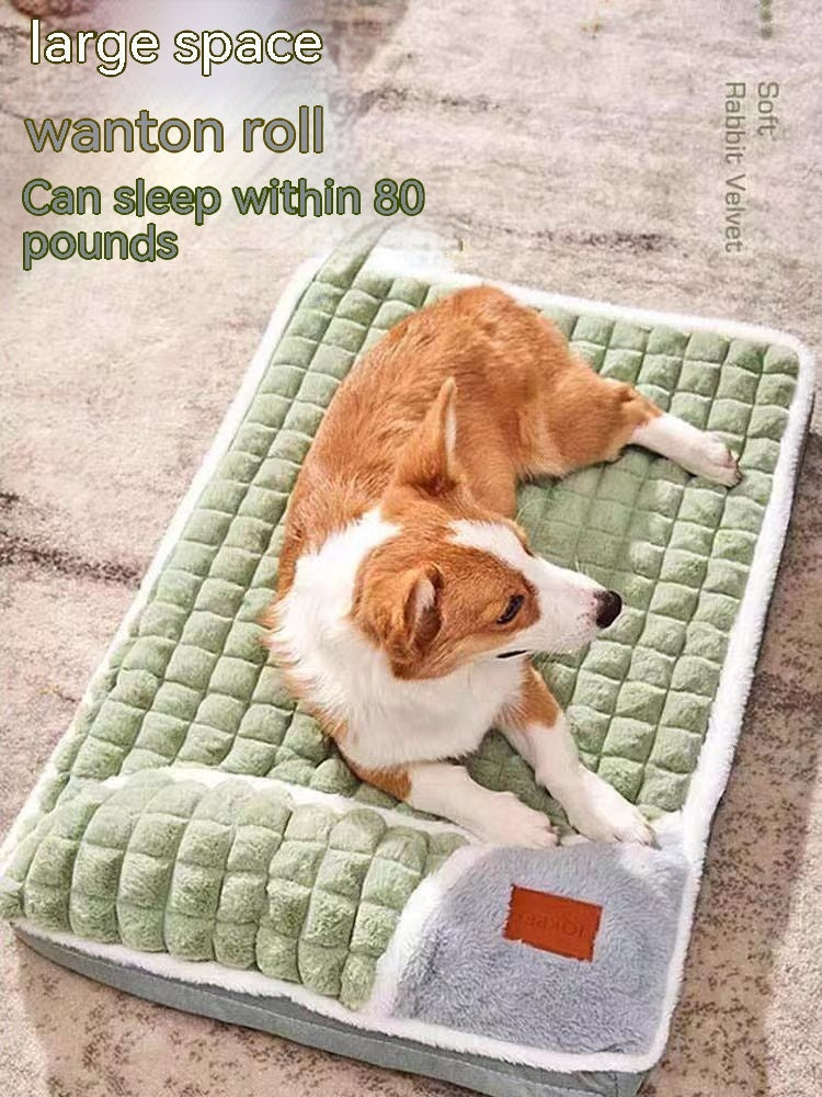 HKM-921043 Detachable and Washable Winter Dog Mat for Comfortable Sleeping - Available in Green, Gray, and Brown