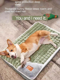 HKM-921043 Detachable and Washable Winter Dog Mat for Comfortable Sleeping - Available in Green, Gray, and Brown